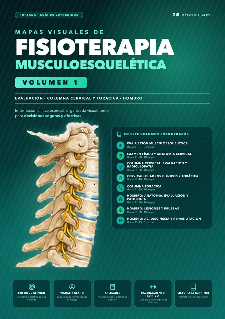 Portada del Volumen 1 de Mapas Visuales de Fisioterapia Musculoesquelética