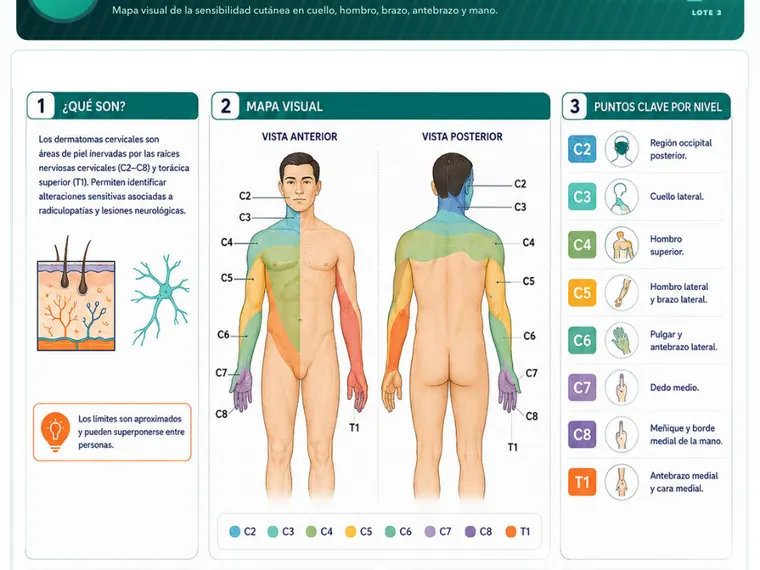 Mapa visual: Dermatomas Cervicales