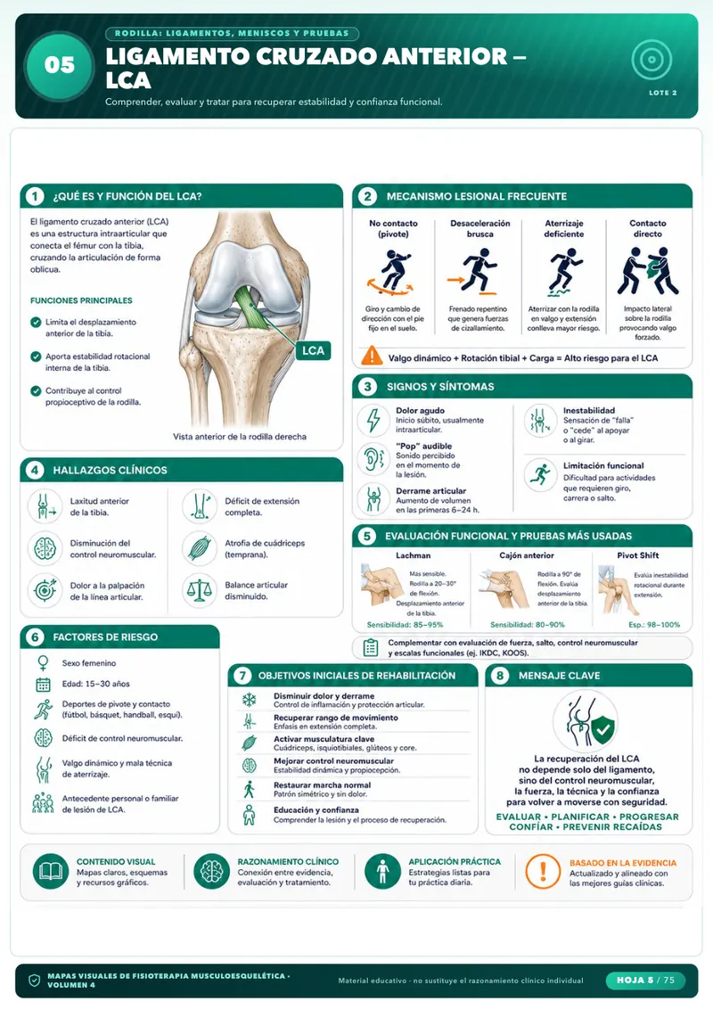 Mapa visual: Ligamento Cruzado Anterior (Rodilla)